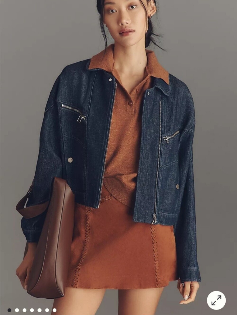 Pilcro For Anthropologie Tidal Jean Moto Jacket Size Large New